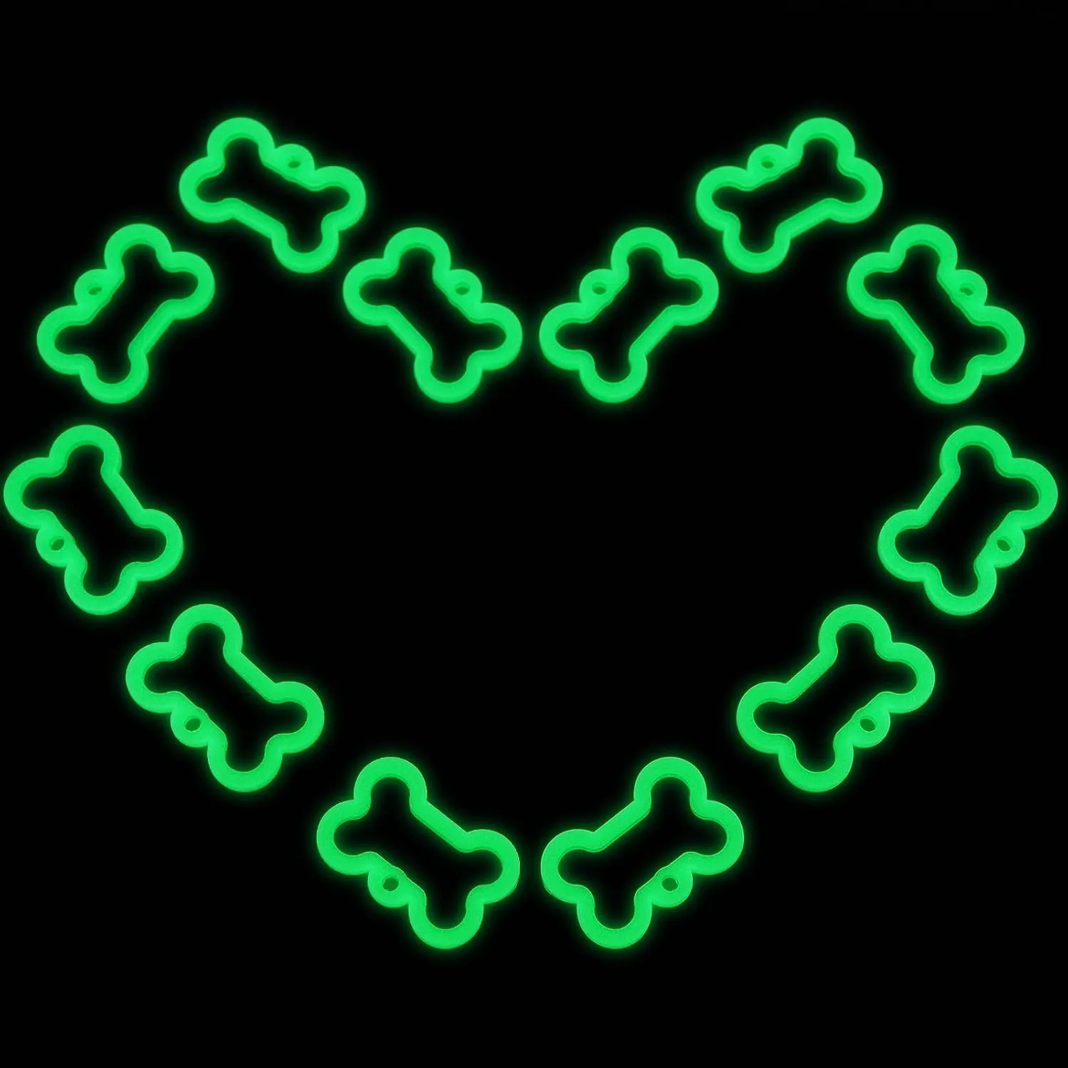 12 Pieces Silicone Dog Tags Silencer Dog Pet Name Tag Glow in The Dark Silencer to Quiet Noisy (Bone Shape)