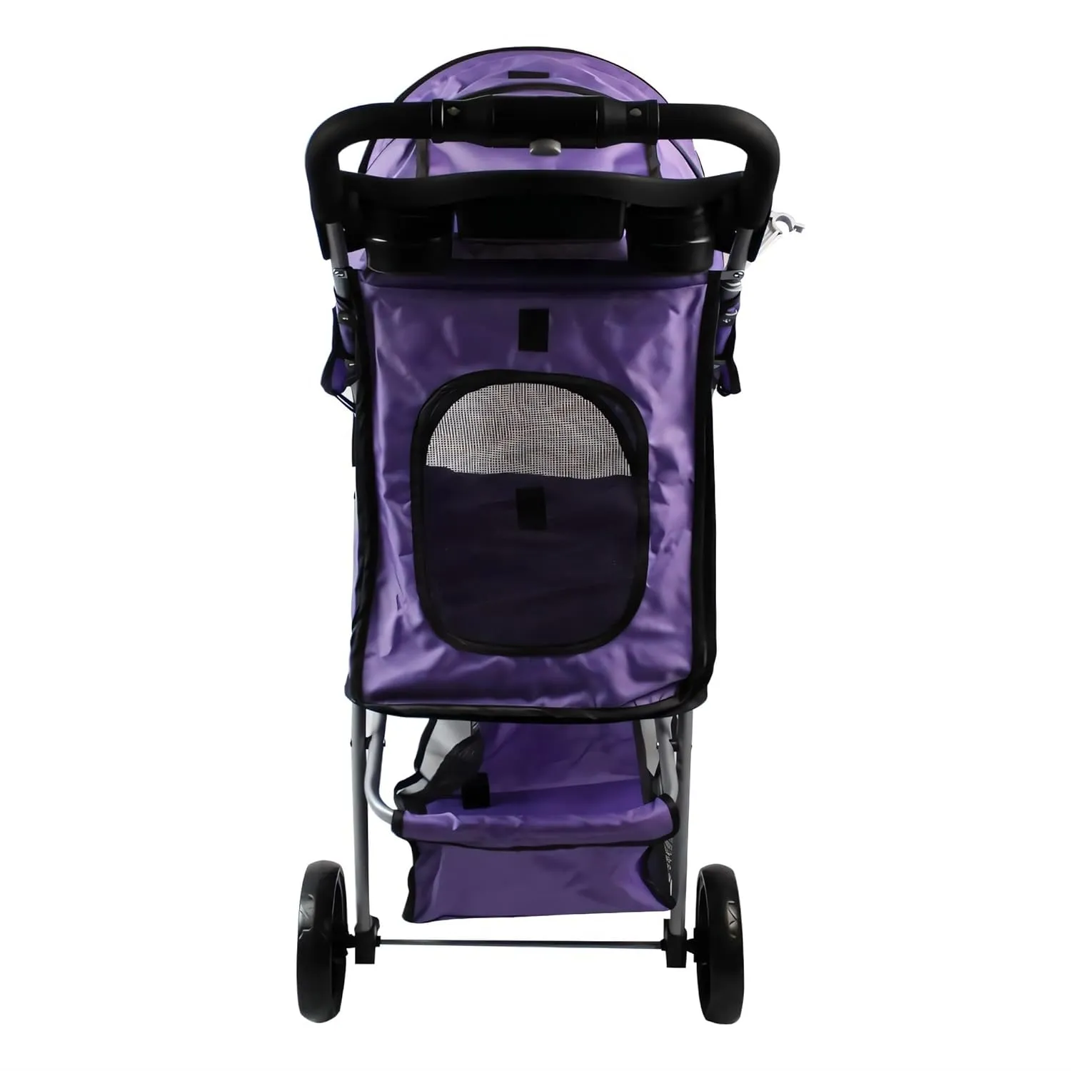 3 Wheels Pet Stroller Foldable Dog Cat Cage Jogger Stroller Pet Strolling Cart for Small Dogs, Cat/Dog Stroller with Storage Basket, Breathable and Visible Mesh, Black