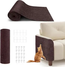 78.7"X15.8" Cat Scratching Mat, Self-Adhesive Cat Scratch Carpet, DIY Cats Scratch Furniture Protector for Couch, Sofa, Wall & Door, Durable Furniture Guards Couch Scratcher from Cats Claws (Brown)