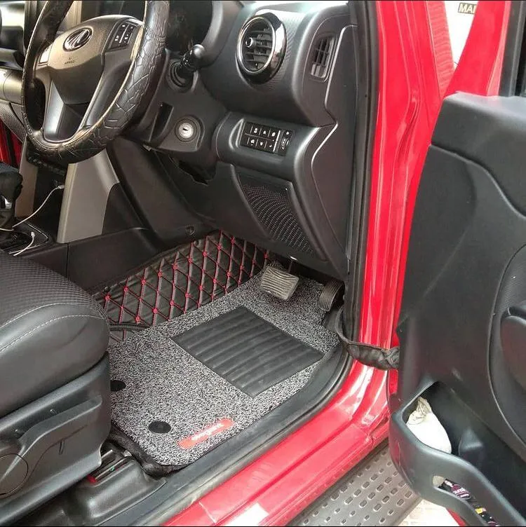 7D Car Floor Mats Black and Red For Tata Punch