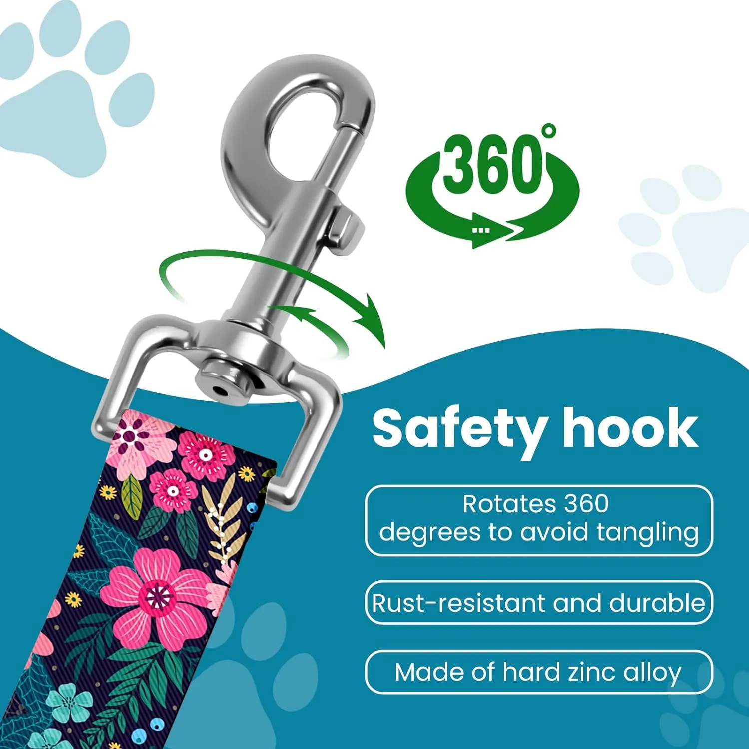 Adjustable pet cat and Dog car seat BeltThe Lanyard is Flexible and Adjustable from 20 to 33 inches (Floral)