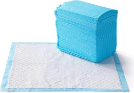 Amazon Basics Leakproof, Absorbent, Disposable Puppy Pads for Potty Training, Heavy Duty Absorbency, Regular Size, 24 x 23 Inches, Pack of 50, Blue & White