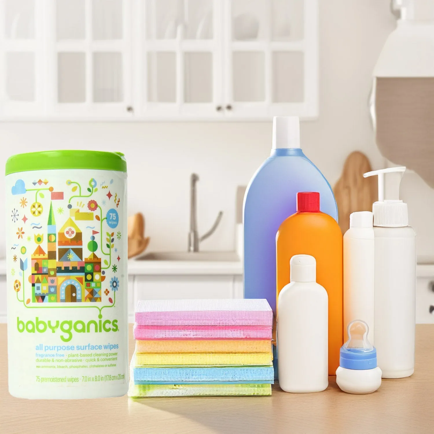 Babyganics All-Purpose Surface Wipes, Fragrance Free, 75 Count Canister
