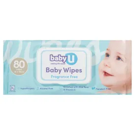 babyU Fragrance Free Wipes 80pack