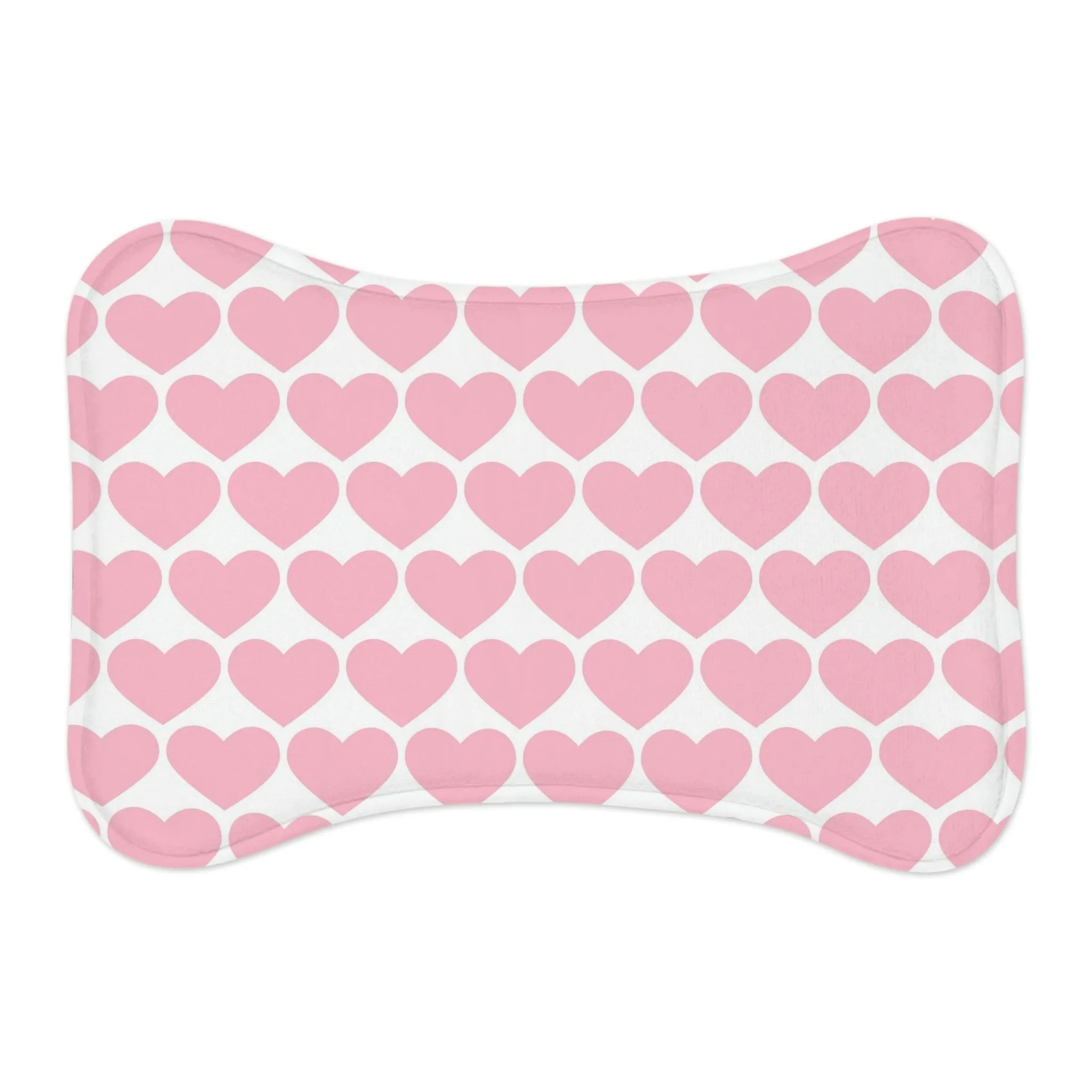 Big Pink Heart Valentine Dog Feeding Mat Bone Shape Pet Food Placemat