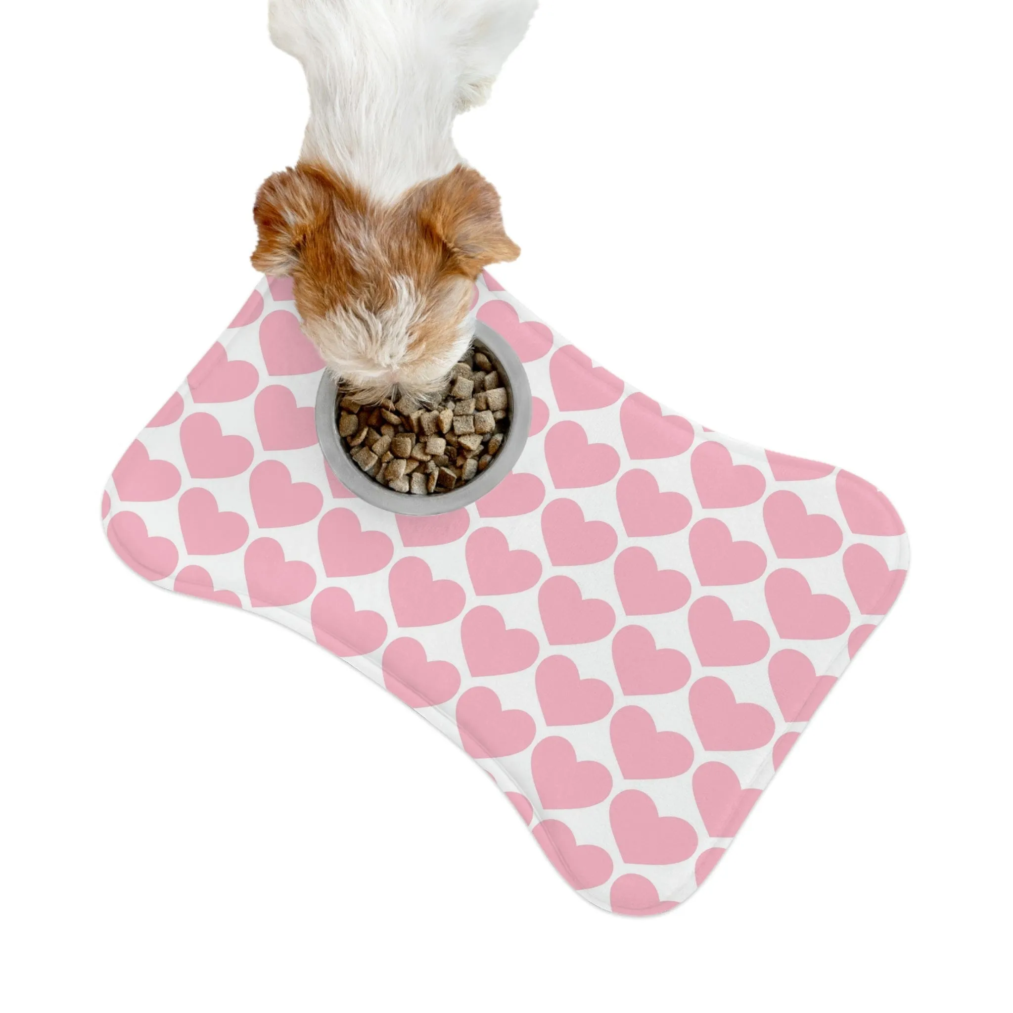 Big Pink Heart Valentine Dog Feeding Mat Bone Shape Pet Food Placemat
