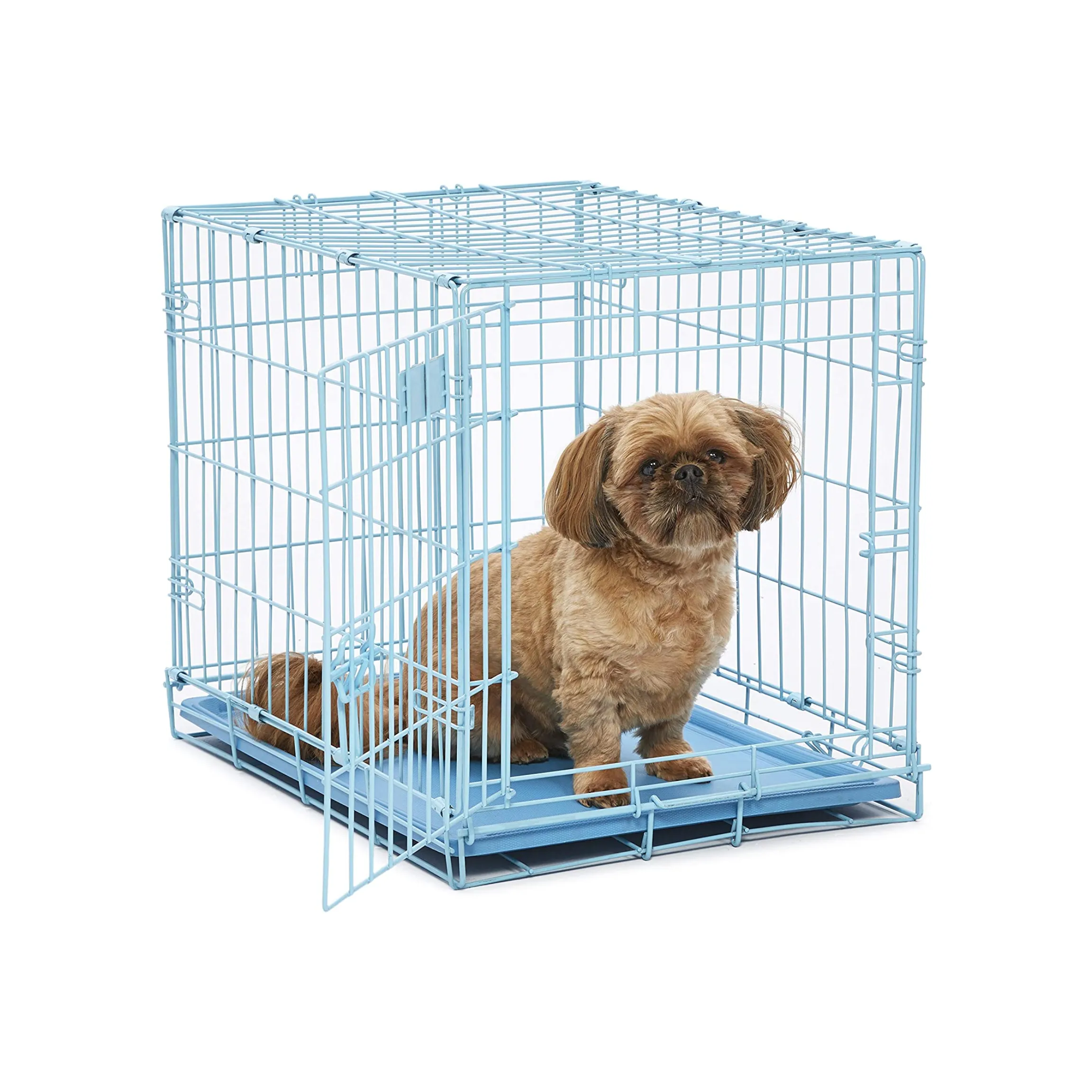 Blue Dog Crate | MidWest iCrate 24.77" Blue Folding Metal Dog Crate w/ Divider Panel