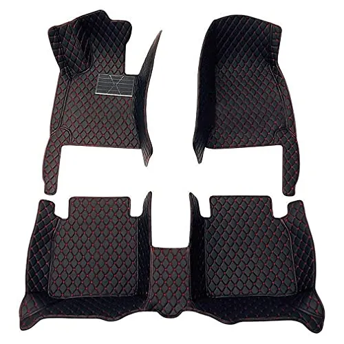 Car Floor Mats for Jaguar I-PACE 2018 Floor Liners Auto Carpets Luxury Leather Waterproof All Weather Protection Full Coverage Full Set (Black Red)