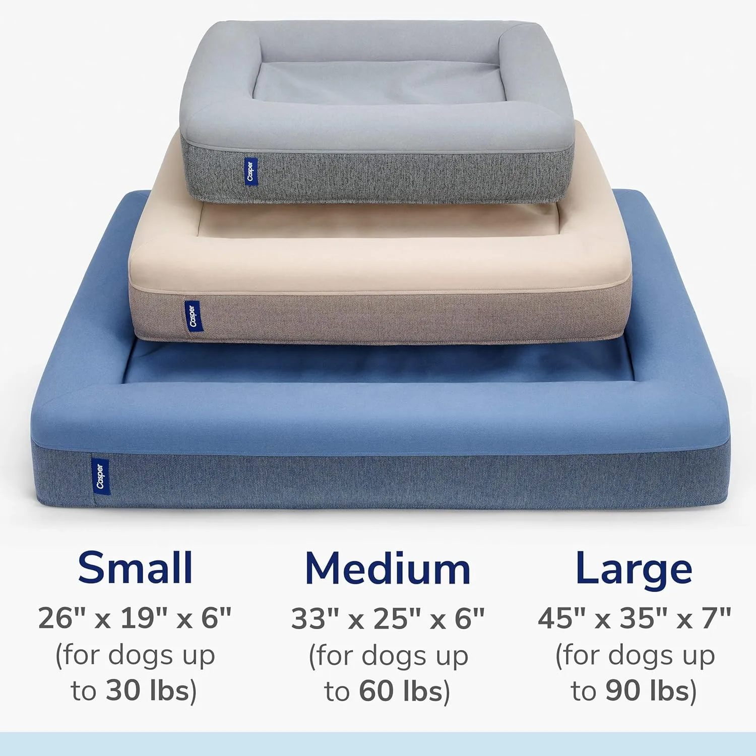 Casper Dog Bed, Plush Memory Foam, Medium, Blue