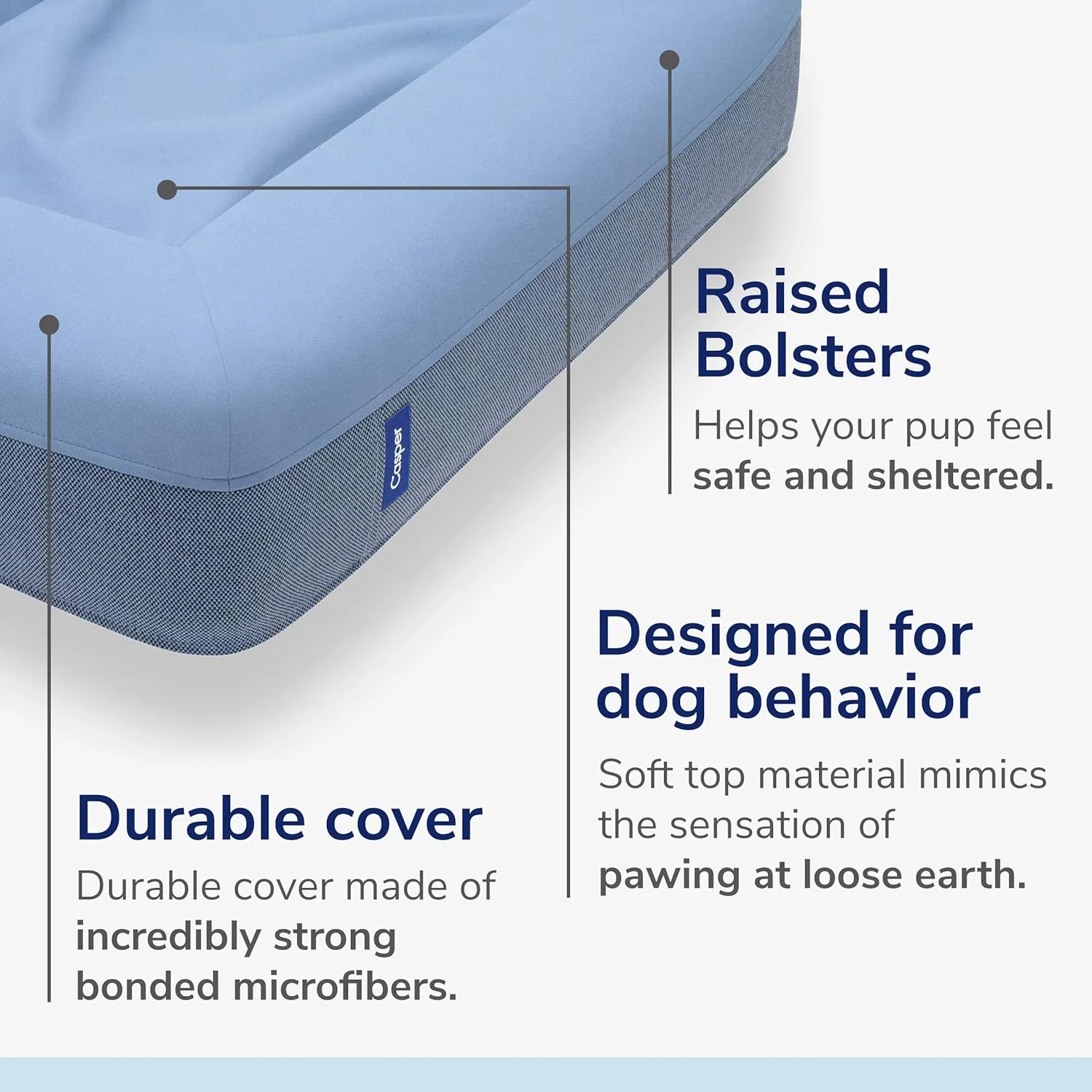 Casper Dog Bed, Plush Memory Foam, Medium, Blue