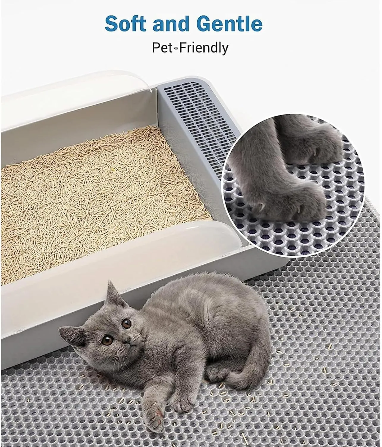 Cat Litter Box Mat, 24X35In/26X46In Honeycomb Double Layer Litter Box Pads Cat Litter Trap Mat, Less Waste,Soft On Paws,Non-Slip,26X46In-Beige