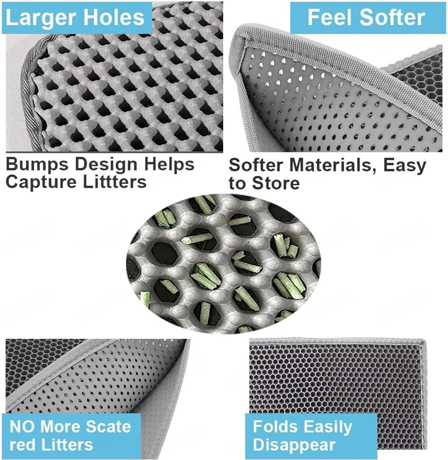 Cat Litter Box Mat, 24X35In/26X46In Honeycomb Double Layer Litter Box Pads Cat Litter Trap Mat, Less Waste,Soft On Paws,Non-Slip,26X46In-Beige