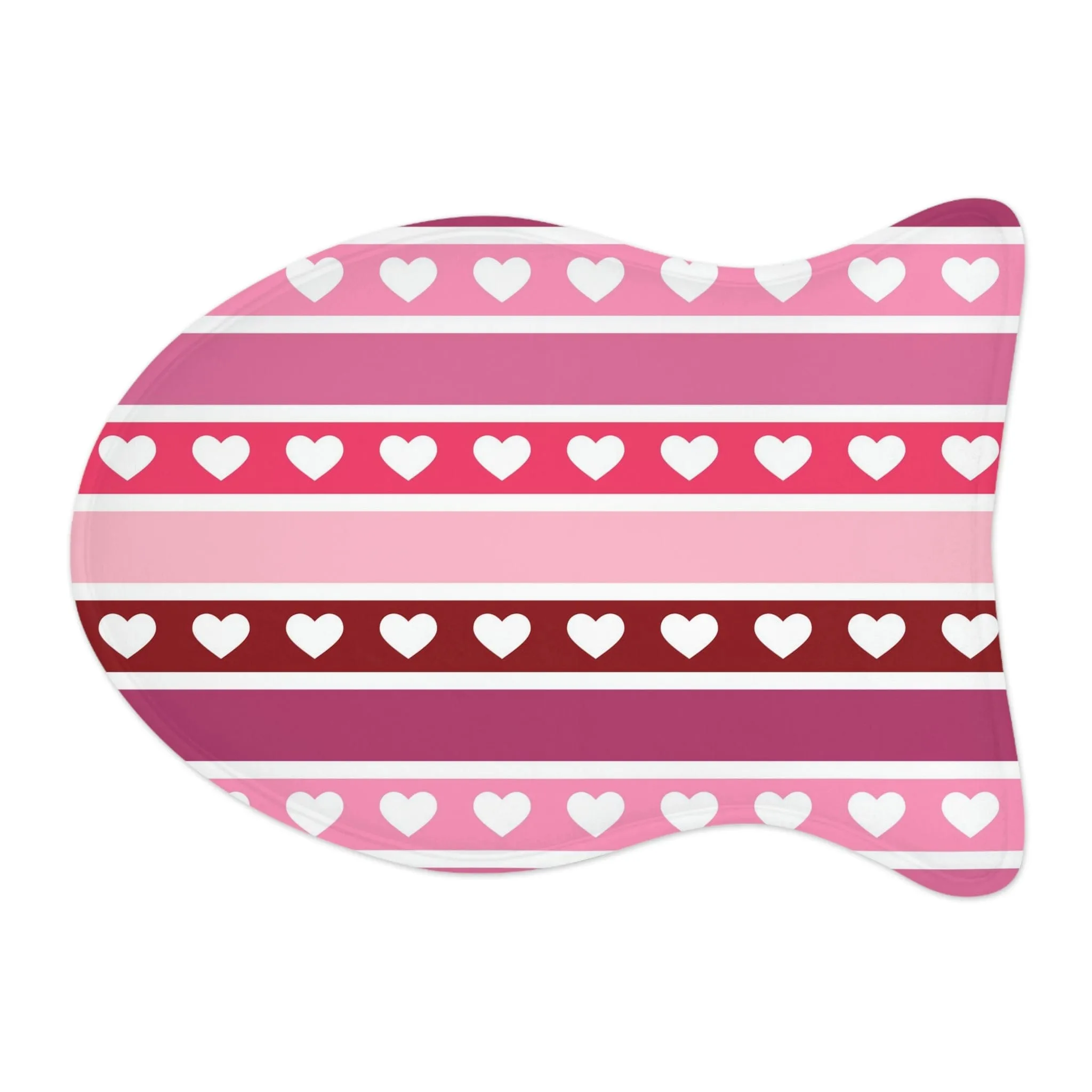 Cute Pink Hearts Valentine Pet Feeding Mat Fish Shape Dog/Cat Food Mat