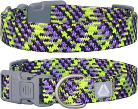 Dog Collar, Purple Reflective Nylon Collar with Safety Lock, Adjustable Neck 16-25, Soft and Durable for Large Dogs