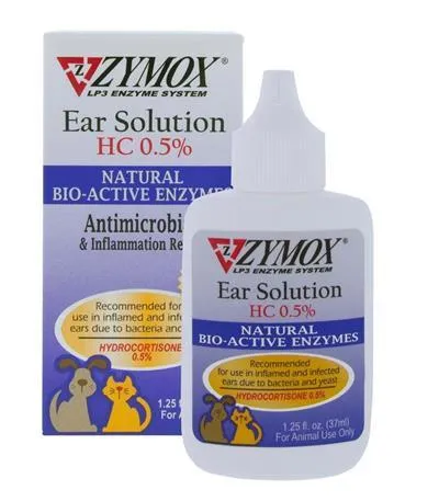 Dog Ear Solution - Zymox Ear Solution With .5% Hydrocortisone 1.25Oz Bottle