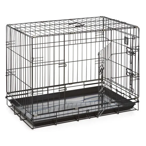 Dog Life Dog Crate Double Door Black Medium 30in