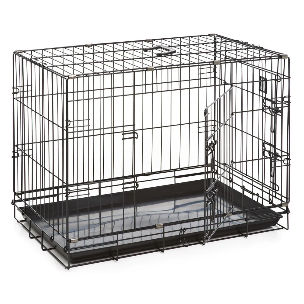 Dog Life Dog Crate Double Door Black Medium 30in