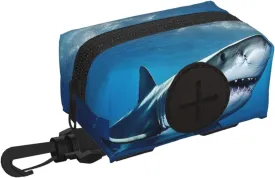 Dog Poop Bag Holder For Leash, Lightweight Dispenser For Pet Waste Bags Ocean Sea Animal Shark Puppy Potty Carrier Small Doggy Zipper Pouch With Carabiner Clip
