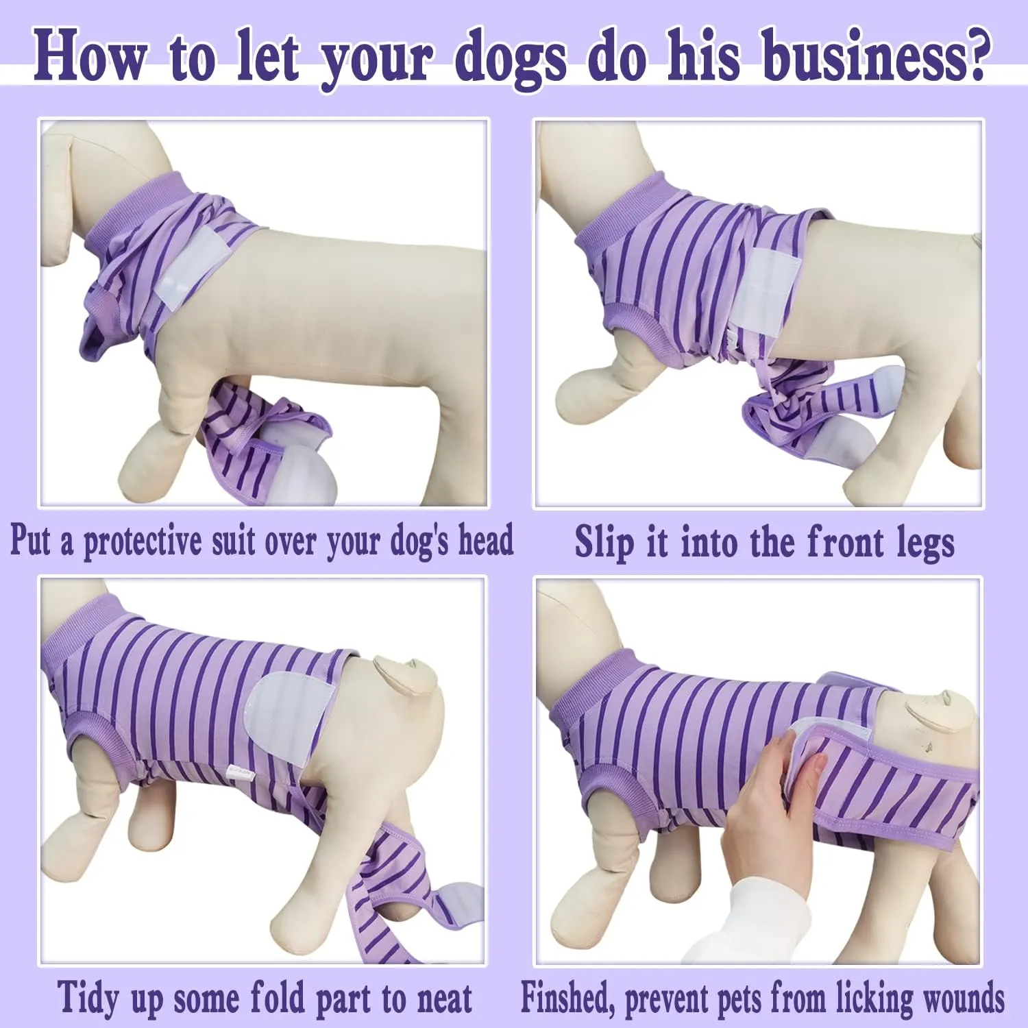 Dog Recovery Suit, Surgical Recovery Suit for Male Female Dogs Cats Spayed Onesie After Surgery, Dog Post Surgery Suit Anti Licking & Biting Surgical Shirt with Pee HolePurple XX-Large