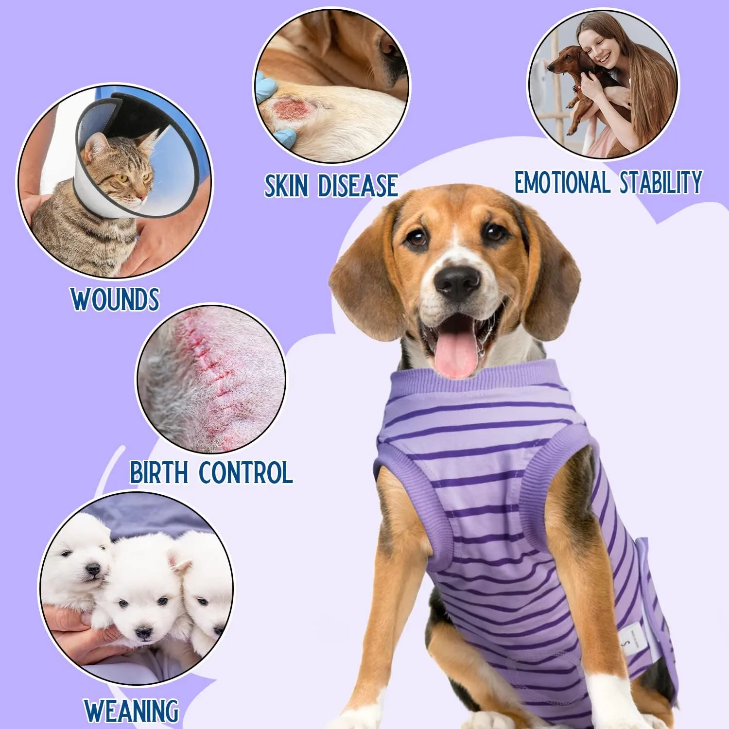 Dog Recovery Suit, Surgical Recovery Suit for Male Female Dogs Cats Spayed Onesie After Surgery, Dog Post Surgery Suit Anti Licking & Biting Surgical Shirt with Pee HolePurple XX-Large