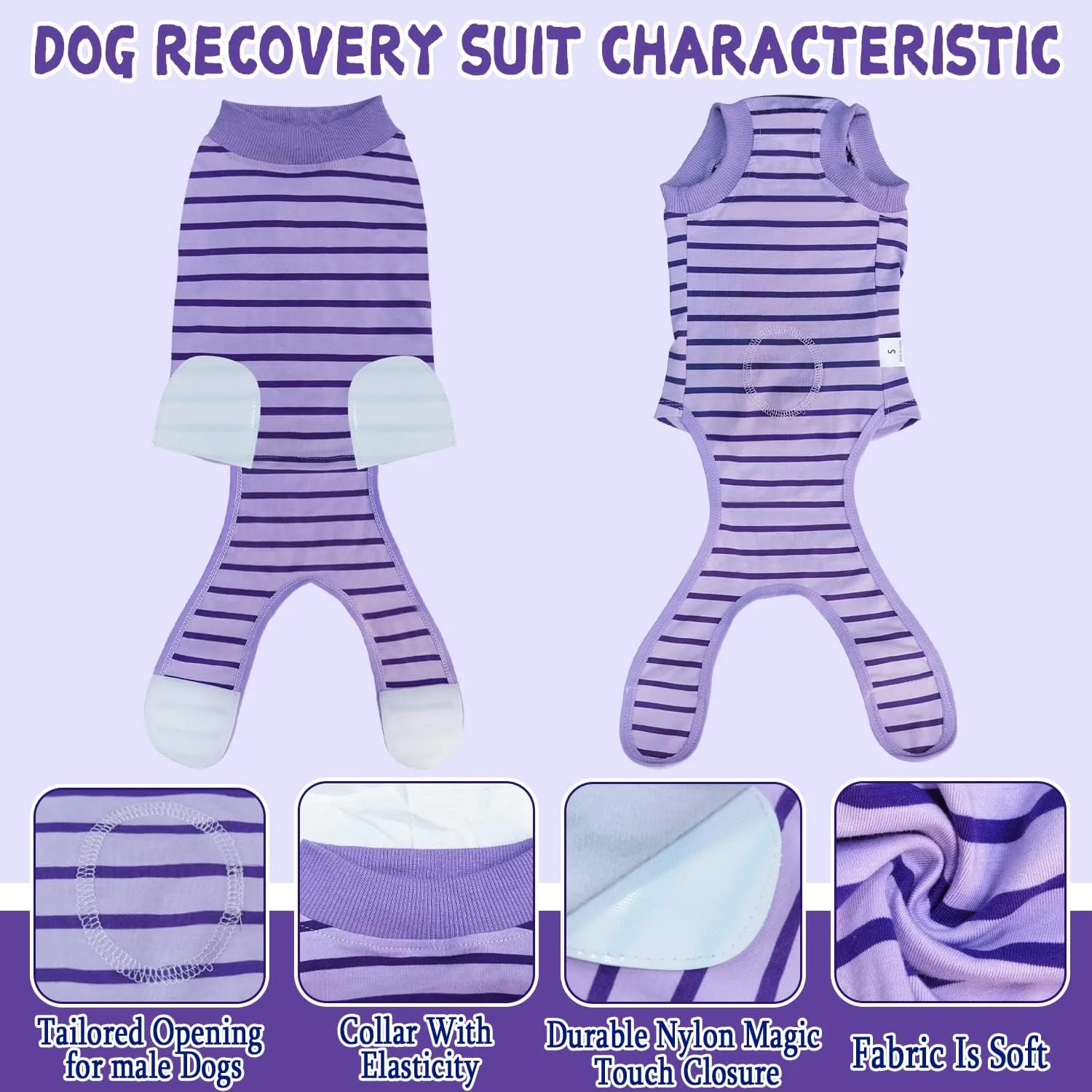 Dog Recovery Suit, Surgical Recovery Suit for Male Female Dogs Cats Spayed Onesie After Surgery, Dog Post Surgery Suit Anti Licking & Biting Surgical Shirt with Pee HolePurple XX-Large