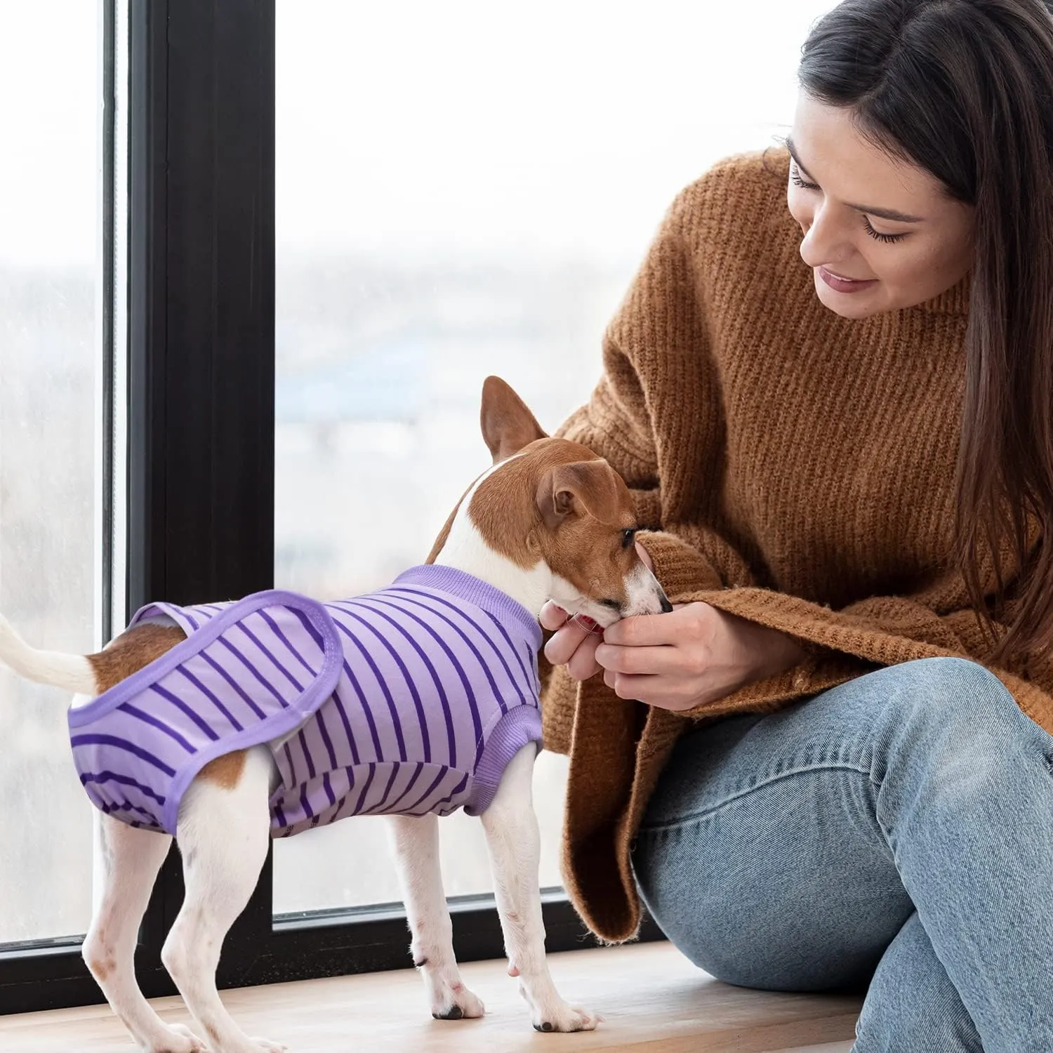Dog Recovery Suit, Surgical Recovery Suit for Male Female Dogs Cats Spayed Onesie After Surgery, Dog Post Surgery Suit Anti Licking & Biting Surgical Shirt with Pee HolePurple XX-Large