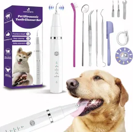 Dog Teeth Cleaning Kit-Dog Tooth Plaque Remover-Ultimate Pet Dental Care Kit - Ultrasonic Teeth Cleaner and Plaque Remover for Dogs | Complete Oral Hygiene Solution-White