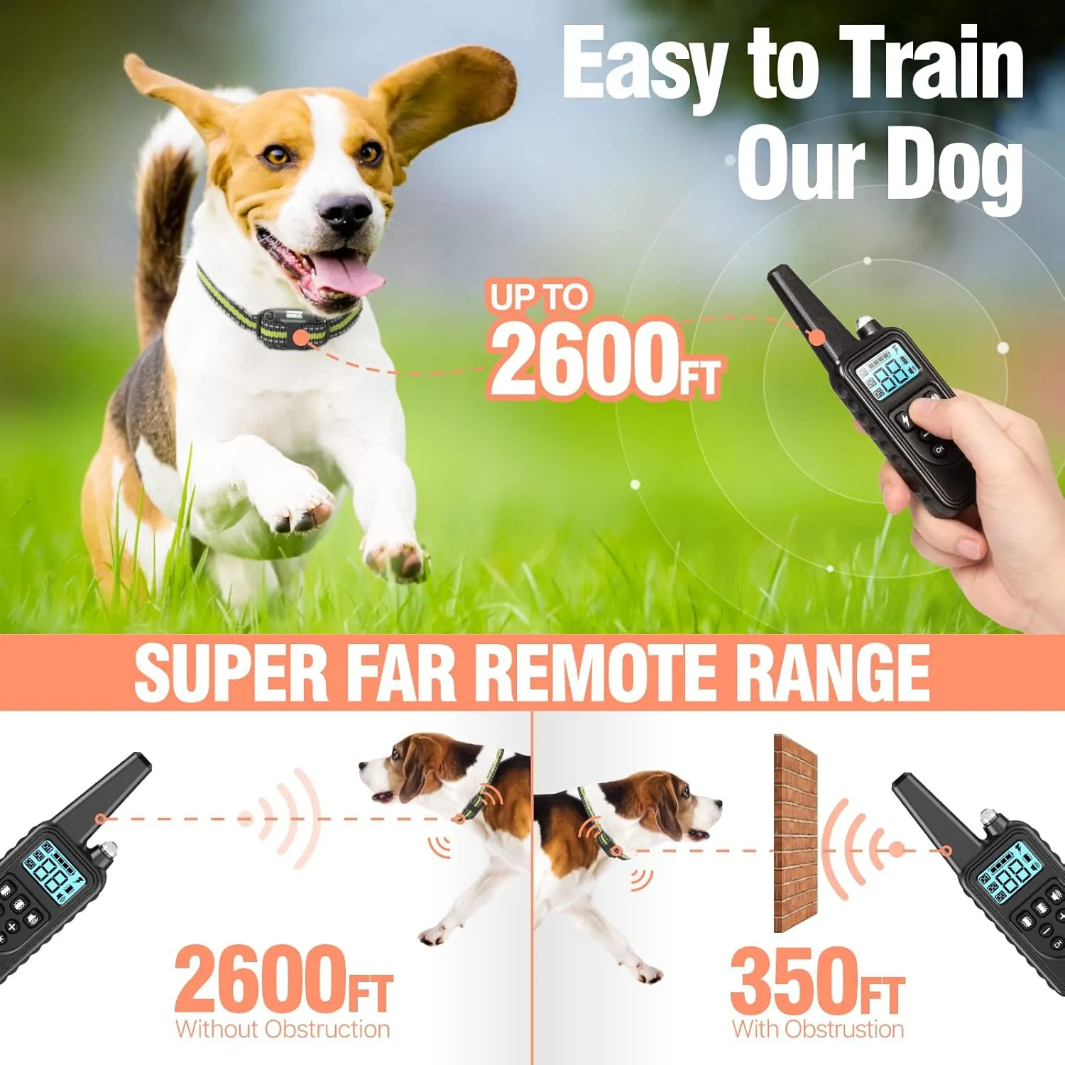 Dog Training Collar 3 Pack - 2600Ft Dog Shock Collar with Remote Control Waterproof E Collar for Dogs Training with Beep Vibration Shock Flashlight (3 PACK, 2 Green Black)