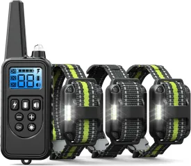 Dog Training Collar 3 Pack - 2600Ft Dog Shock Collar with Remote Control Waterproof E Collar for Dogs Training with Beep Vibration Shock Flashlight (3 PACK, 2 Green Black)