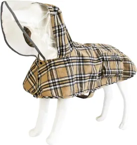 Dog Waterproof Raincoat with Poncho Hoodie, High Reflective Adjustable Yellow Pet Rain Jacket with Leash Hole for Small Medium and Large Dogs (Khaki, Medium)