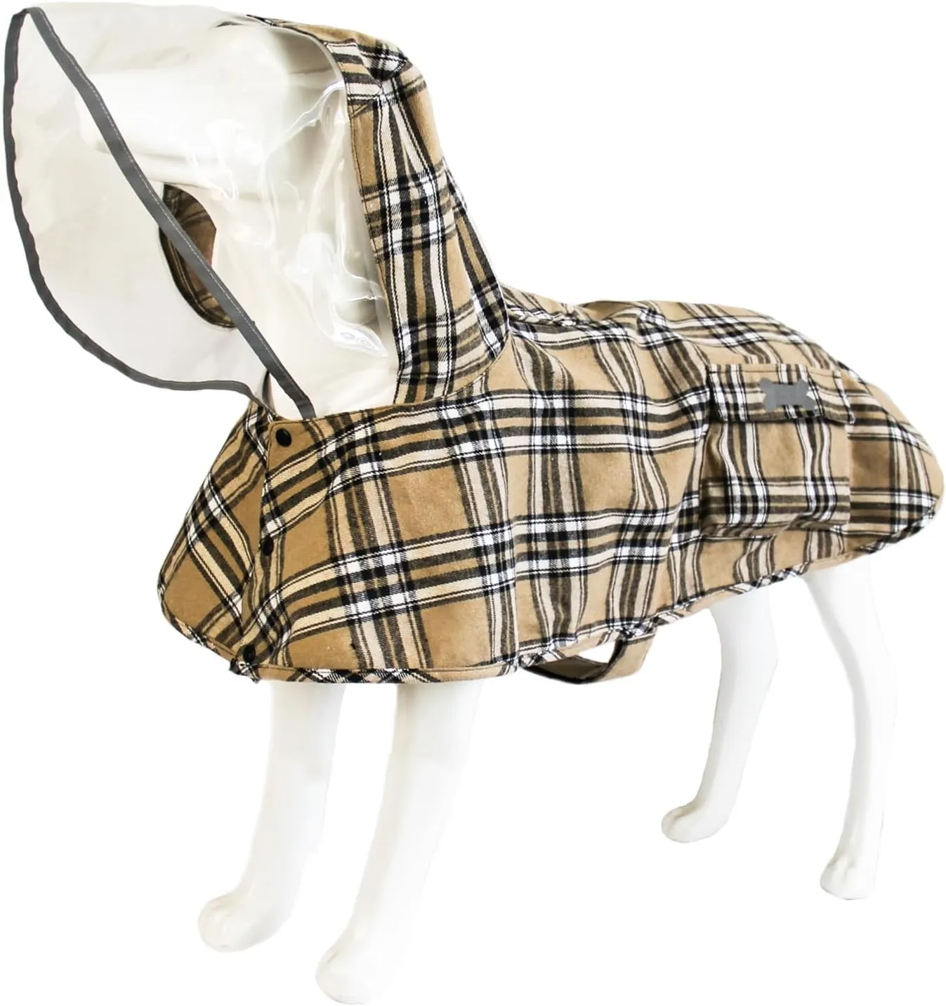 Dog Waterproof Raincoat with Poncho Hoodie, High Reflective Adjustable Yellow Pet Rain Jacket with Leash Hole for Small Medium and Large Dogs (Khaki, Medium)