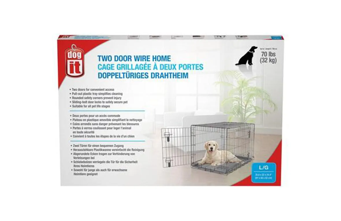 Dogit Two Door Wire Home Crates with divider - Large - 91x56x62cm