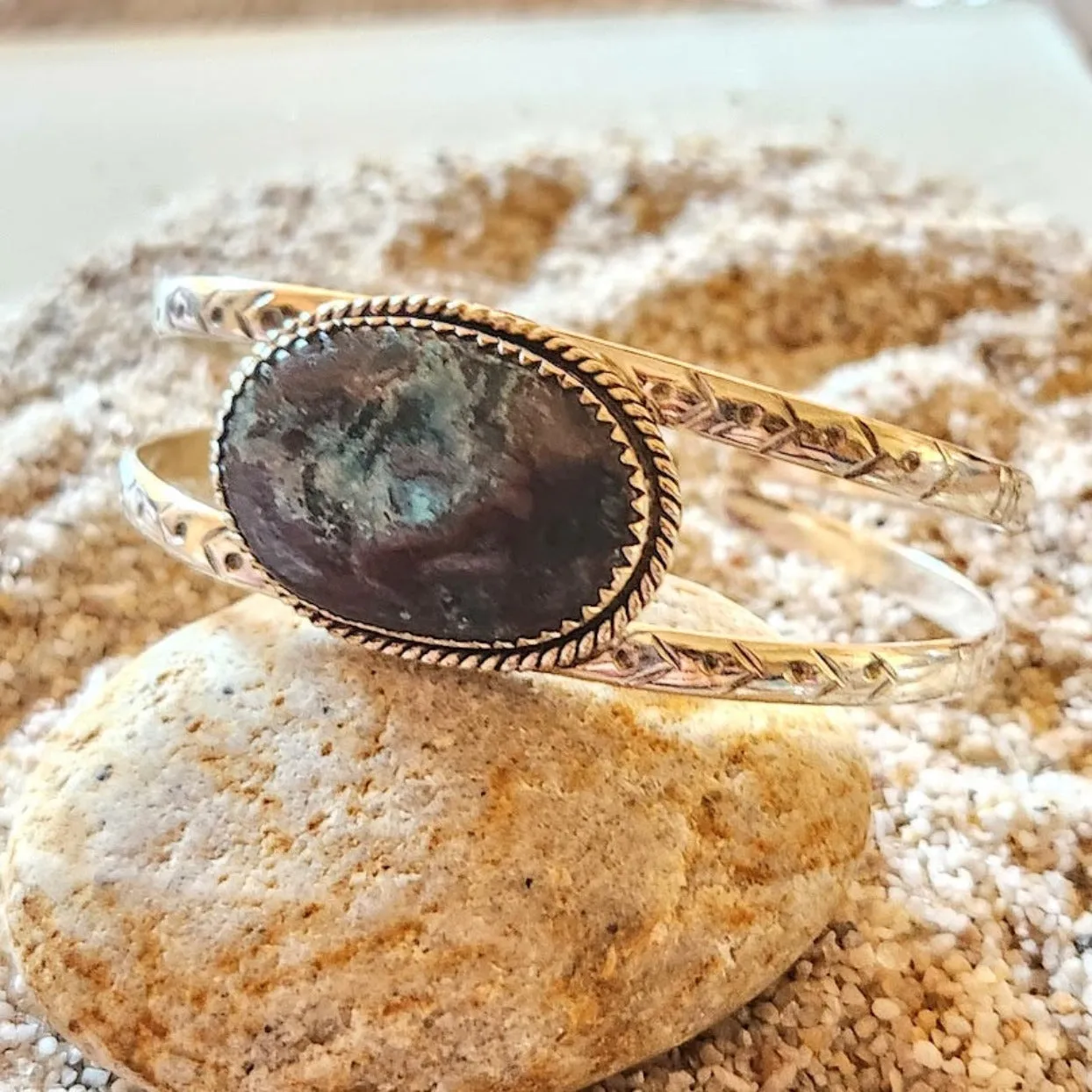 DOUBLE BANDED BLUE TURQUOISE NAVAJO 925 SILVER CUFF