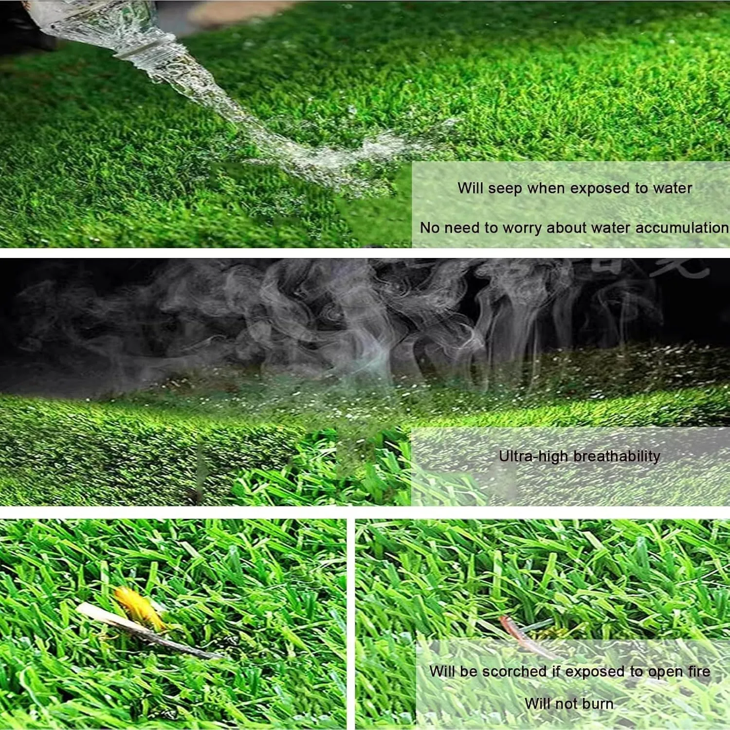 Garden Lawn Mat, Large Lawn, Outdoor Artificial Grass, Courtyard Carpet, Drainage Hole, Pet Reversible Mat for Courtyard Lawn Decoration