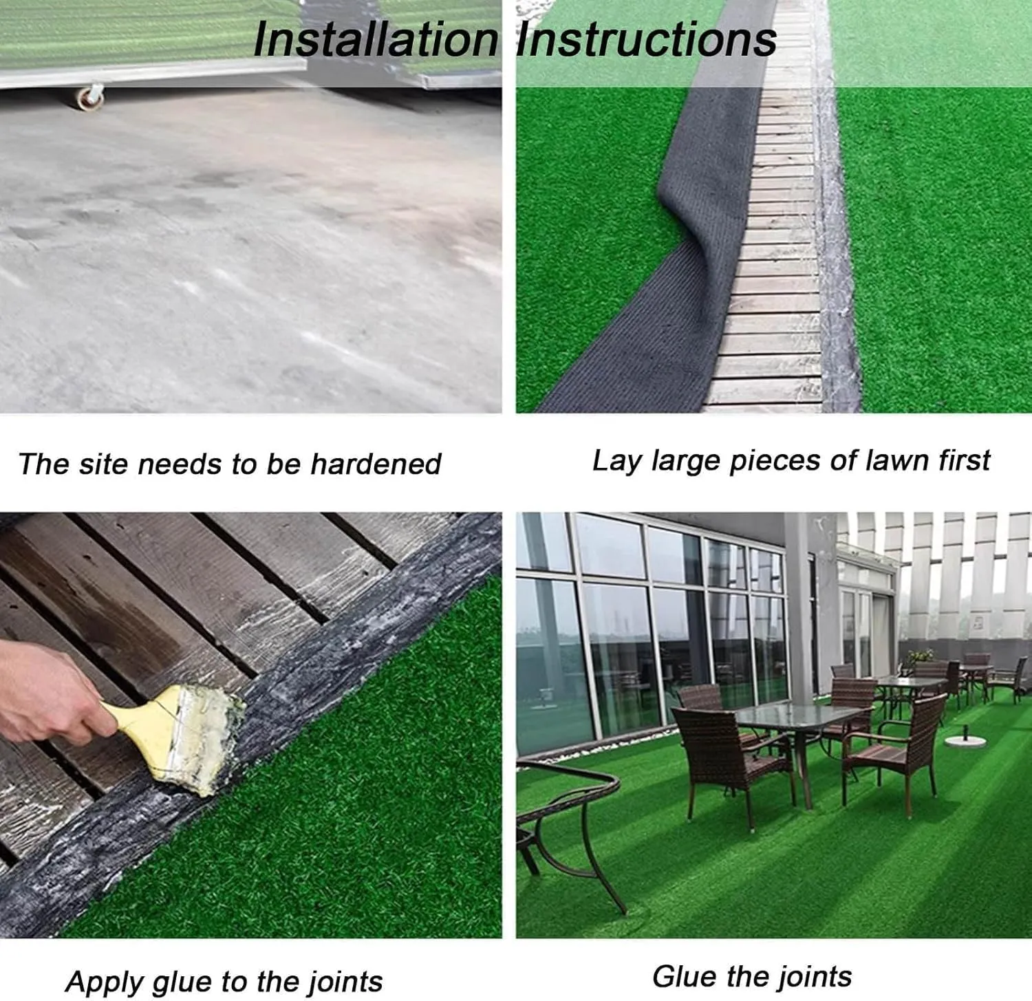 Garden Lawn Mat, Large Lawn, Outdoor Artificial Grass, Courtyard Carpet, Drainage Hole, Pet Reversible Mat for Courtyard Lawn Decoration
