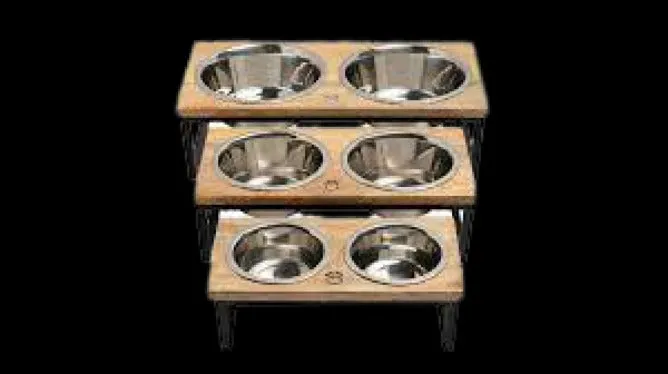 GF Pet Wood Raised Bowls