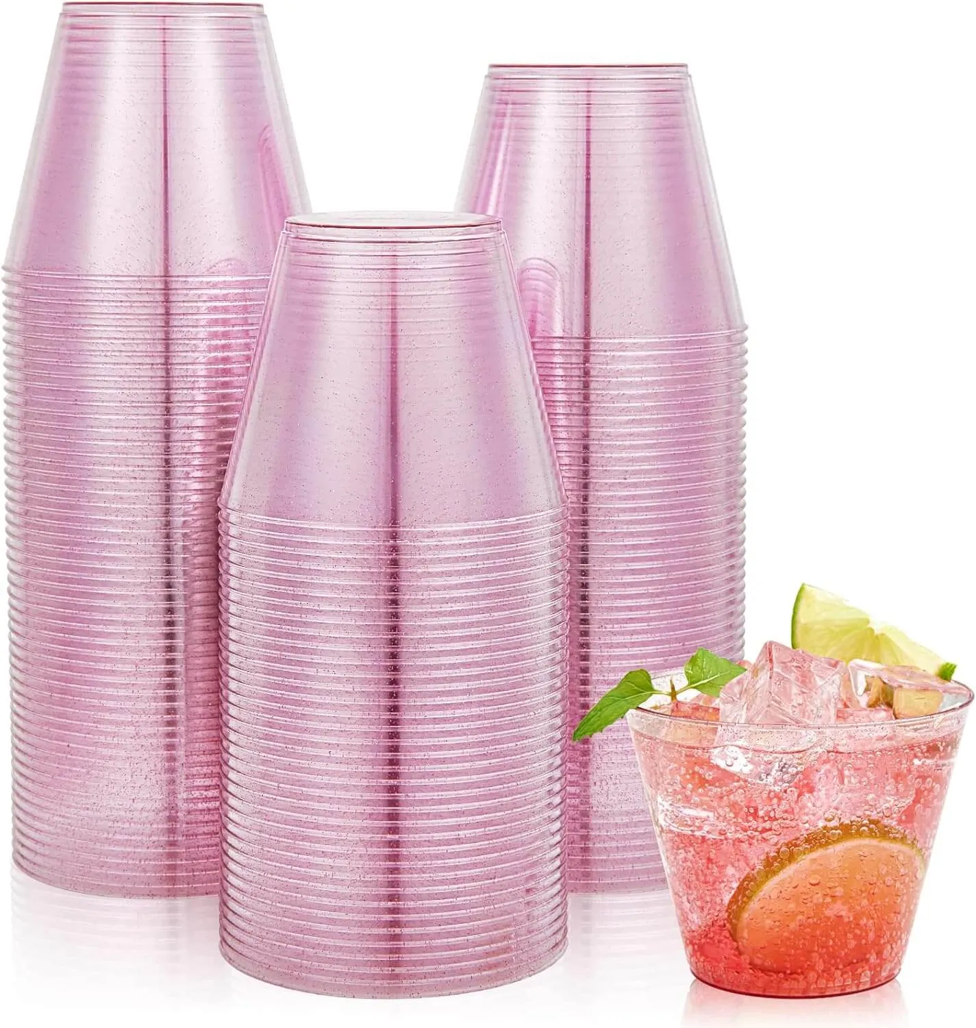 Gold&Blue&Purple Glitter Wide Mouth Plastic Cups