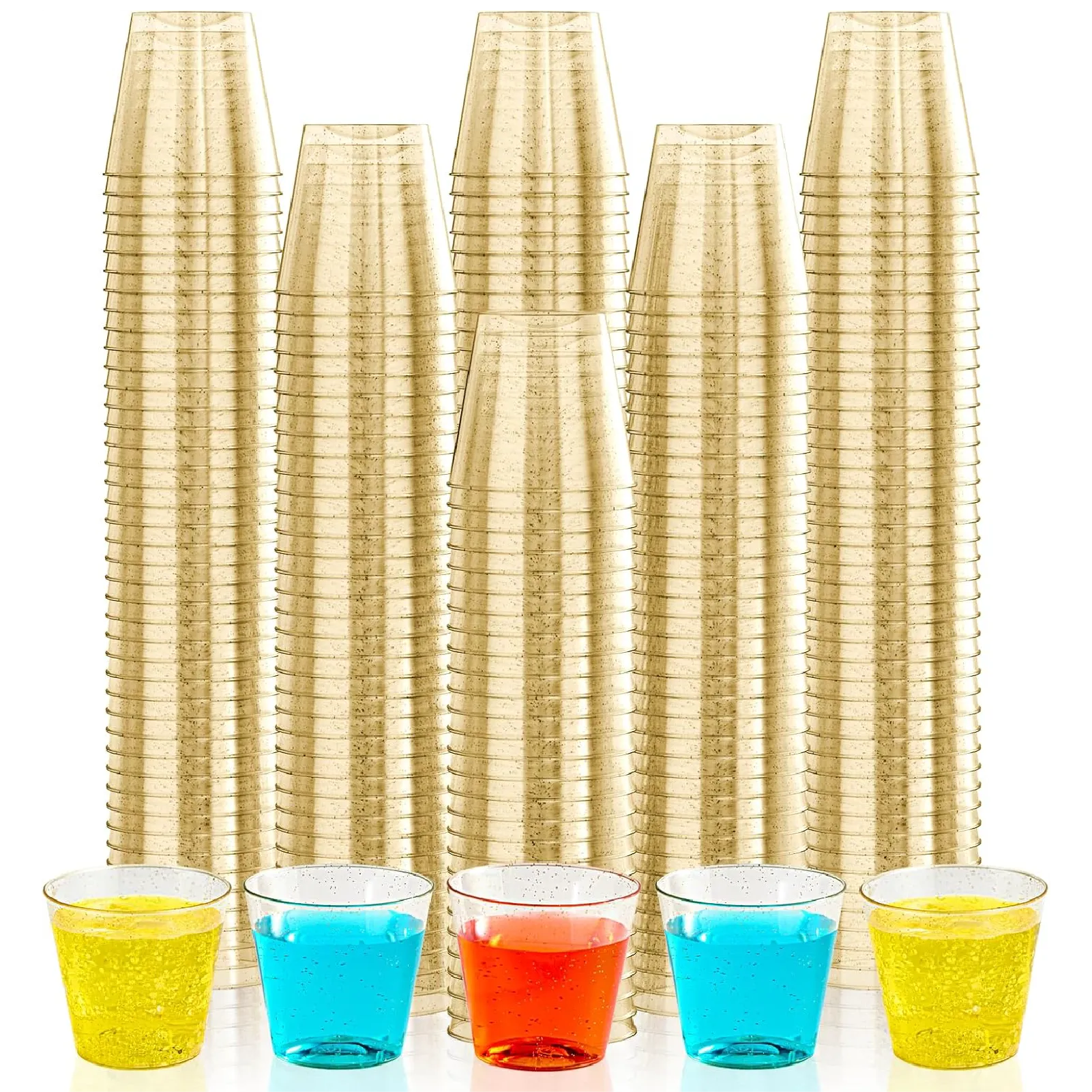 Gold&Blue&Purple Glitter Wide Mouth Plastic Cups
