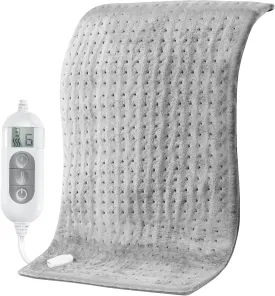 Heating Pad for Back,Electric Heat Pad Fast Heat Relief Cramps,3 Level Timming,6 Level Heat Setting,Auto Shut Off, Machine Washable,Suitable for Back,Neck,Abdomen Pain Relief (Light Grey, 17''  33'')