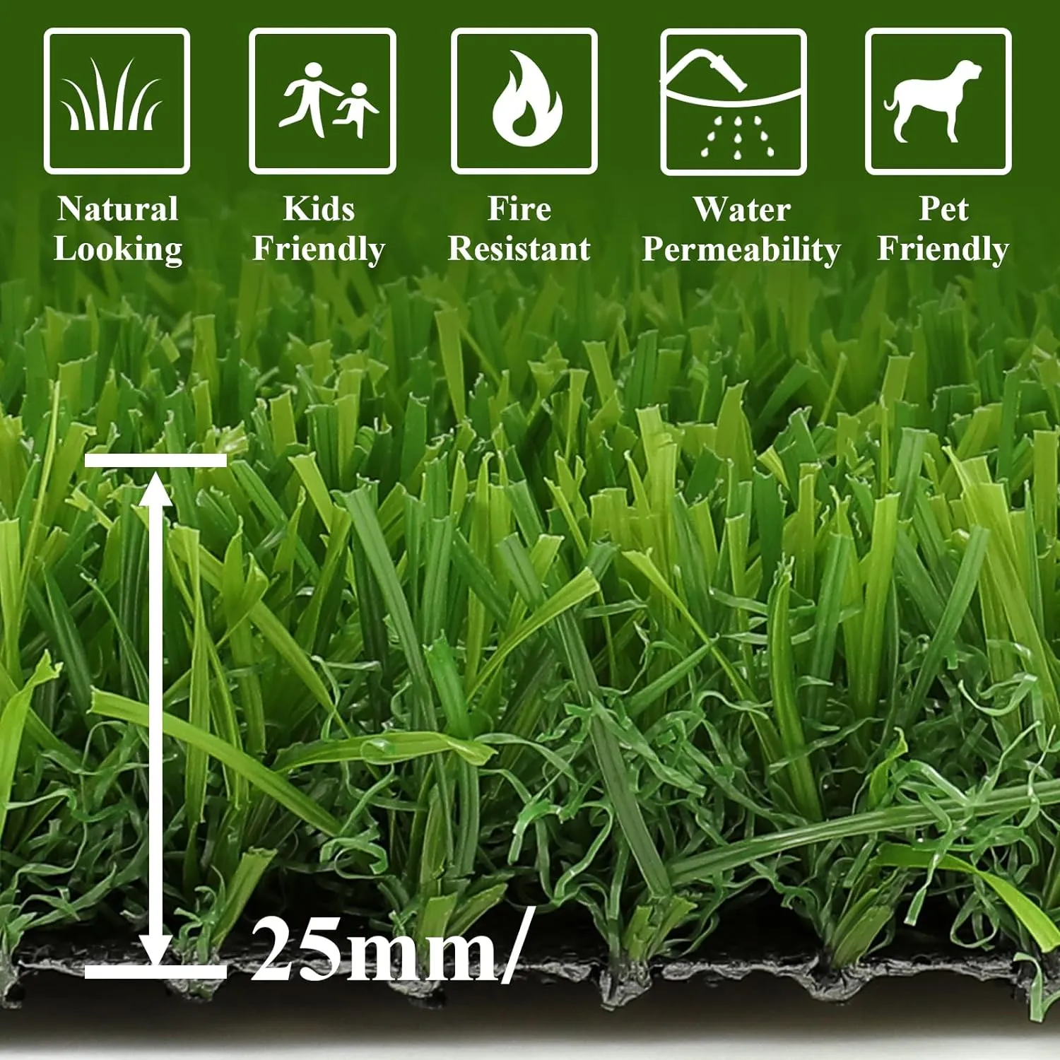 HEBE Artificial Turf Rug Grass Mat 2'x6' Fake Grass Pad for Dogs High Pile Grass Rug Pee Pad with Drainage Holes Reusable Grass Turf Mat for Dog Potty Training Indoor Outdoor