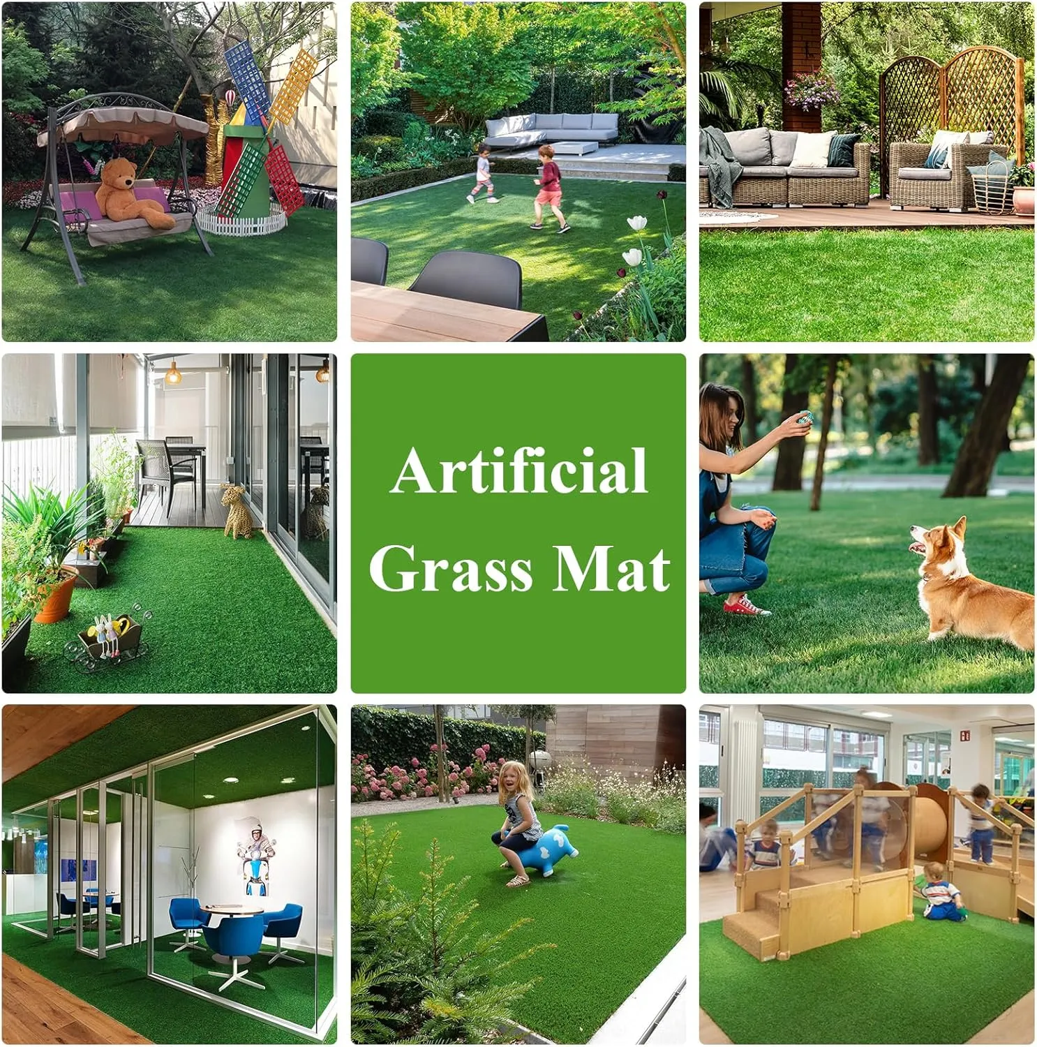 HEBE Artificial Turf Rug Grass Mat 2'x6' Fake Grass Pad for Dogs High Pile Grass Rug Pee Pad with Drainage Holes Reusable Grass Turf Mat for Dog Potty Training Indoor Outdoor