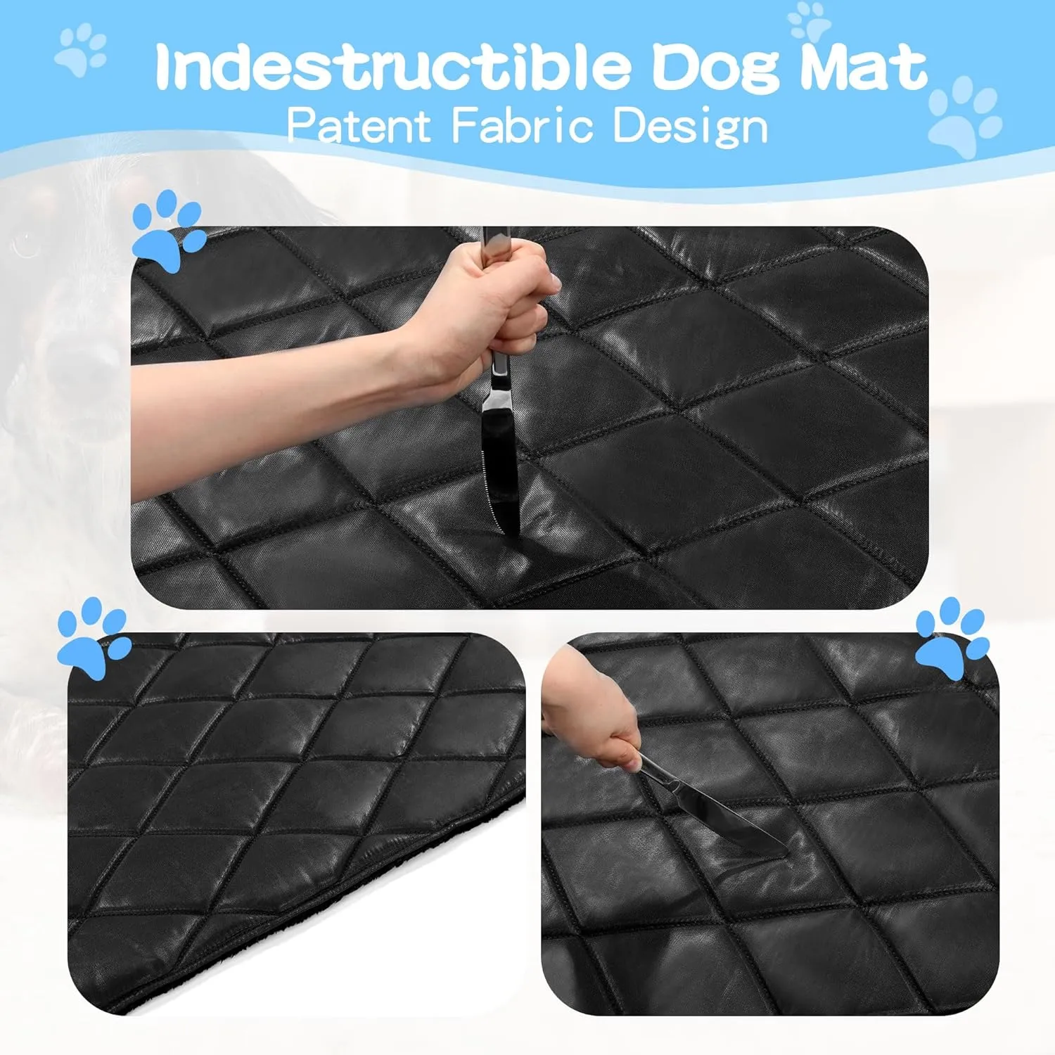 HOMBYS Pee Proof Indestructible Dog Bed for Crate,Reviserable Large Chew Proof Durable Dog Pad for Aggressive Chewers,Fleece Black,18"x29"