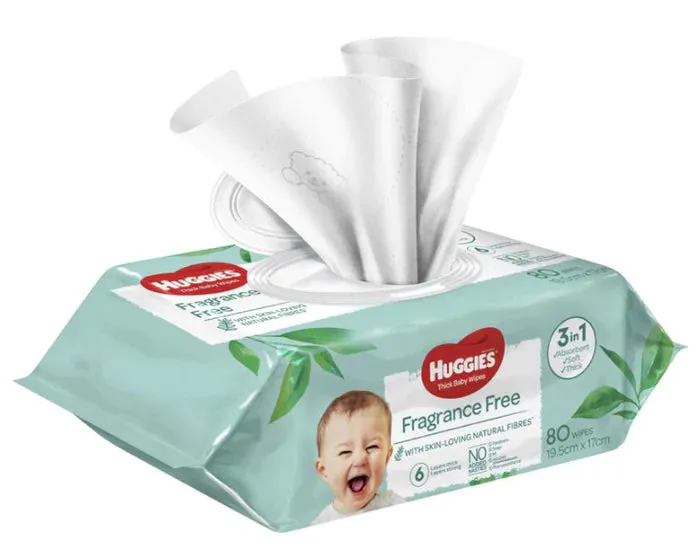 Huggies Baby Wipes Fragrance Free (80 Wipes)