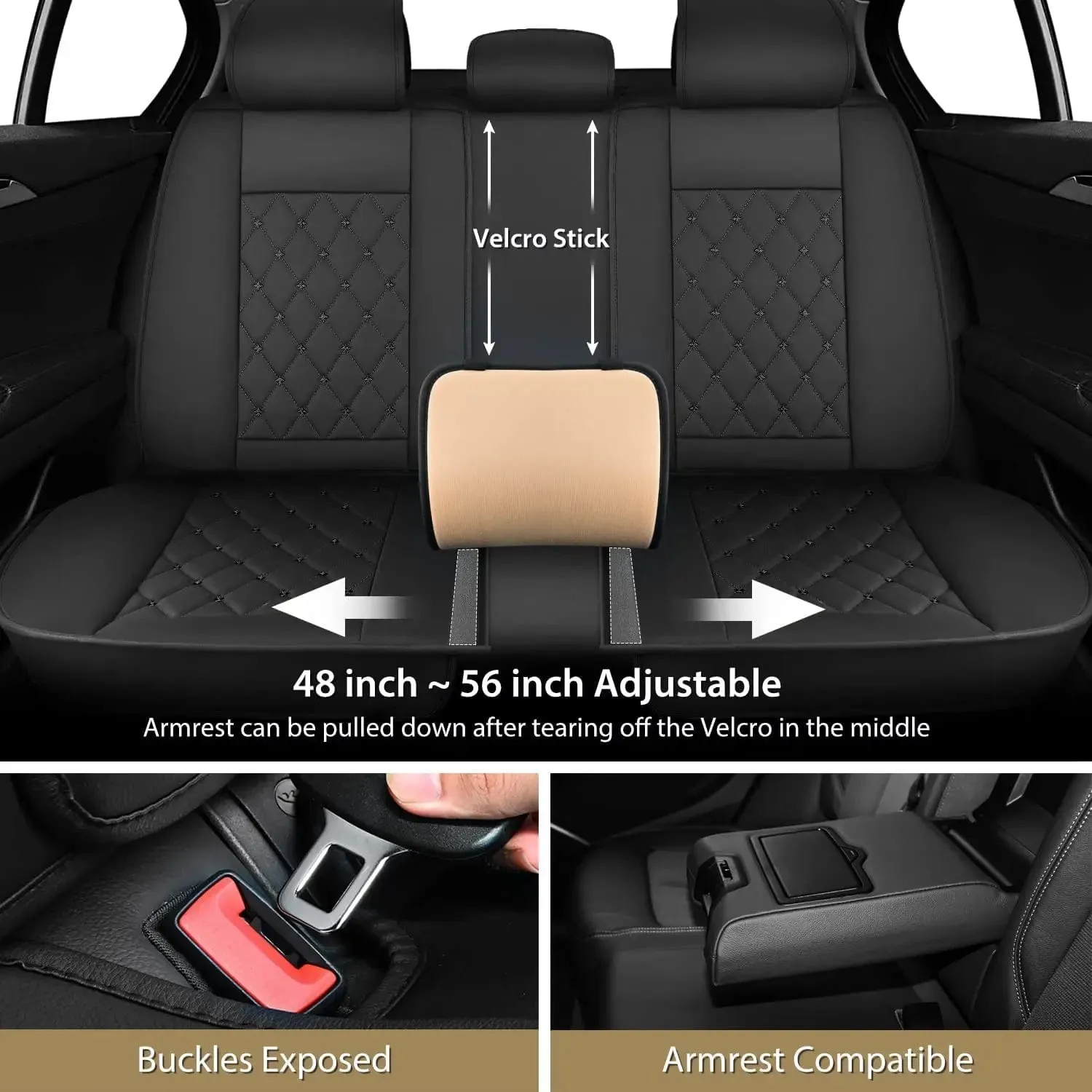 Hyundai Honda Accord Kia Civic Corolla Camry CRV RAV4 Fusion 5 Seat Covers (Full Set, Black)