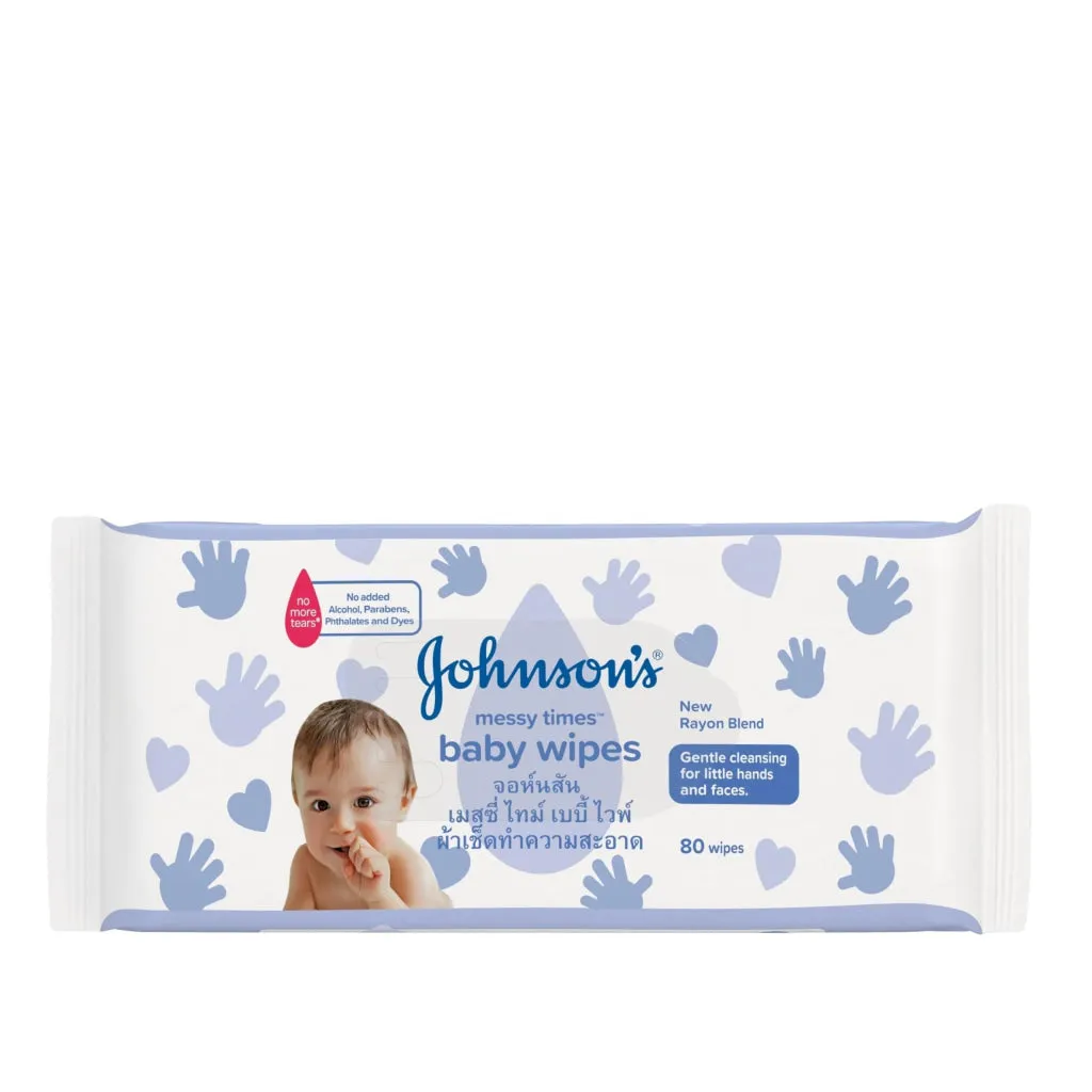 Johnsons Baby Fragrance Free Messy Times Wipes 80S X2