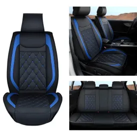Kia Civic Corolla Hyundai Honda Camry CRV RAV4 Fusion 5 Seat Covers (Full Set, Black-Blue)