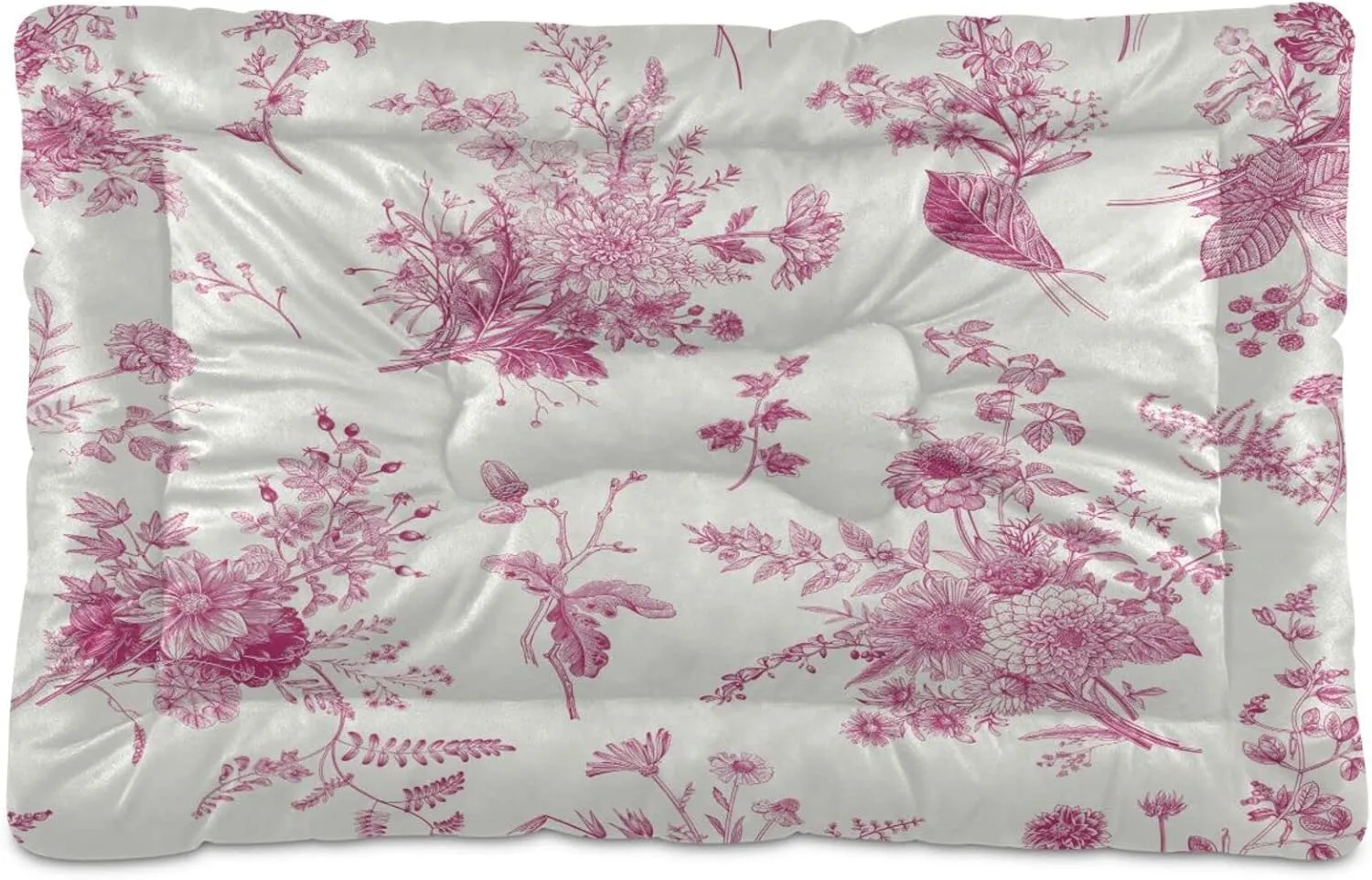 Kigai Toile Pattern Calming Dog Bed Cat Bed Soft Comfortable Washable Anti-Slip Pet Mat Dog Crate Pad for Small Medium Large Dogs