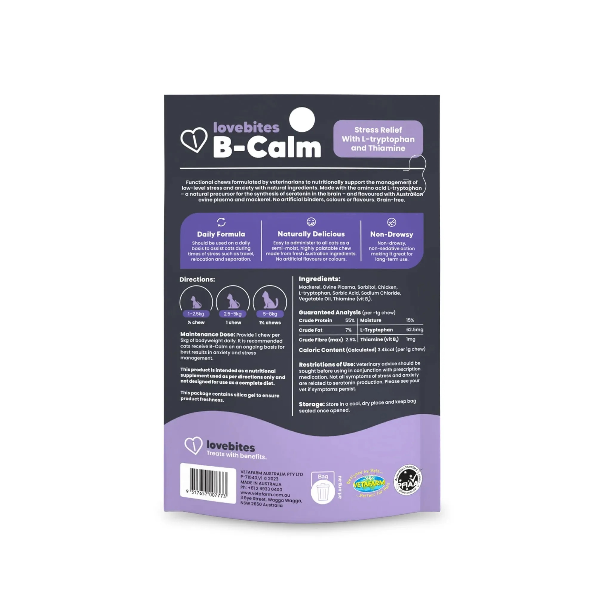 Lovebites B-Calm Stress Relief for Cats - 60 Chews