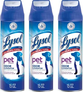 Lysol Pet Odor Eliminator Spray, Sanitizing and Disinfecting Spray for Pet Odors, 15oz (Pack of 3)
