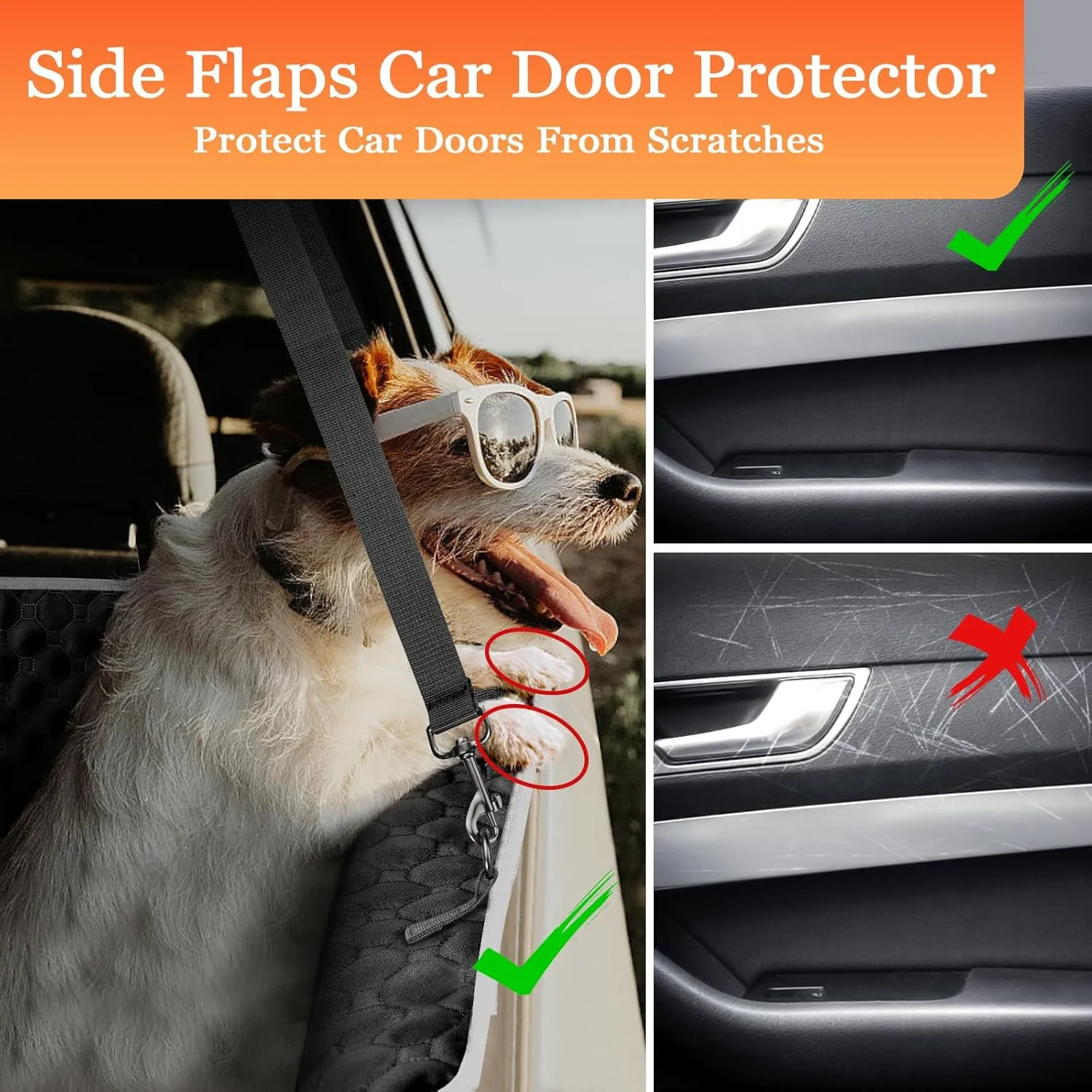Mancro XXL Dog Seat Cover for Truck with Flip Up Rear Seats, Water Resistant Dog Hammock for Truck,Car Dog Cover Back Seat for Full Size Crew Cab Truck, Large SUV, Orange